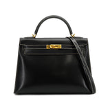 Vintage  Kelly 32 Sellier - Black Lisse