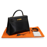 Vintage  Kelly 32 Sellier - Black Lisse