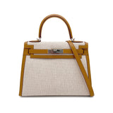 Vintage  Kelly 28 Sellier - Biscuit Toile H, Veau Swift