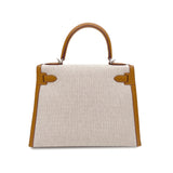 Vintage  Kelly 28 Sellier - Biscuit Toile H, Veau Swift