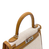 Vintage  Kelly 28 Sellier - Biscuit Toile H, Veau Swift