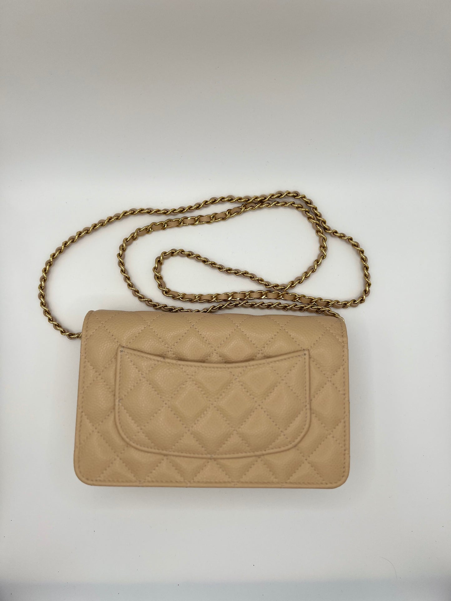 Beige Caviar Wallet on Chain