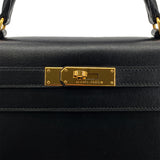 Kelly 28 Sellier - Black Boxcalf