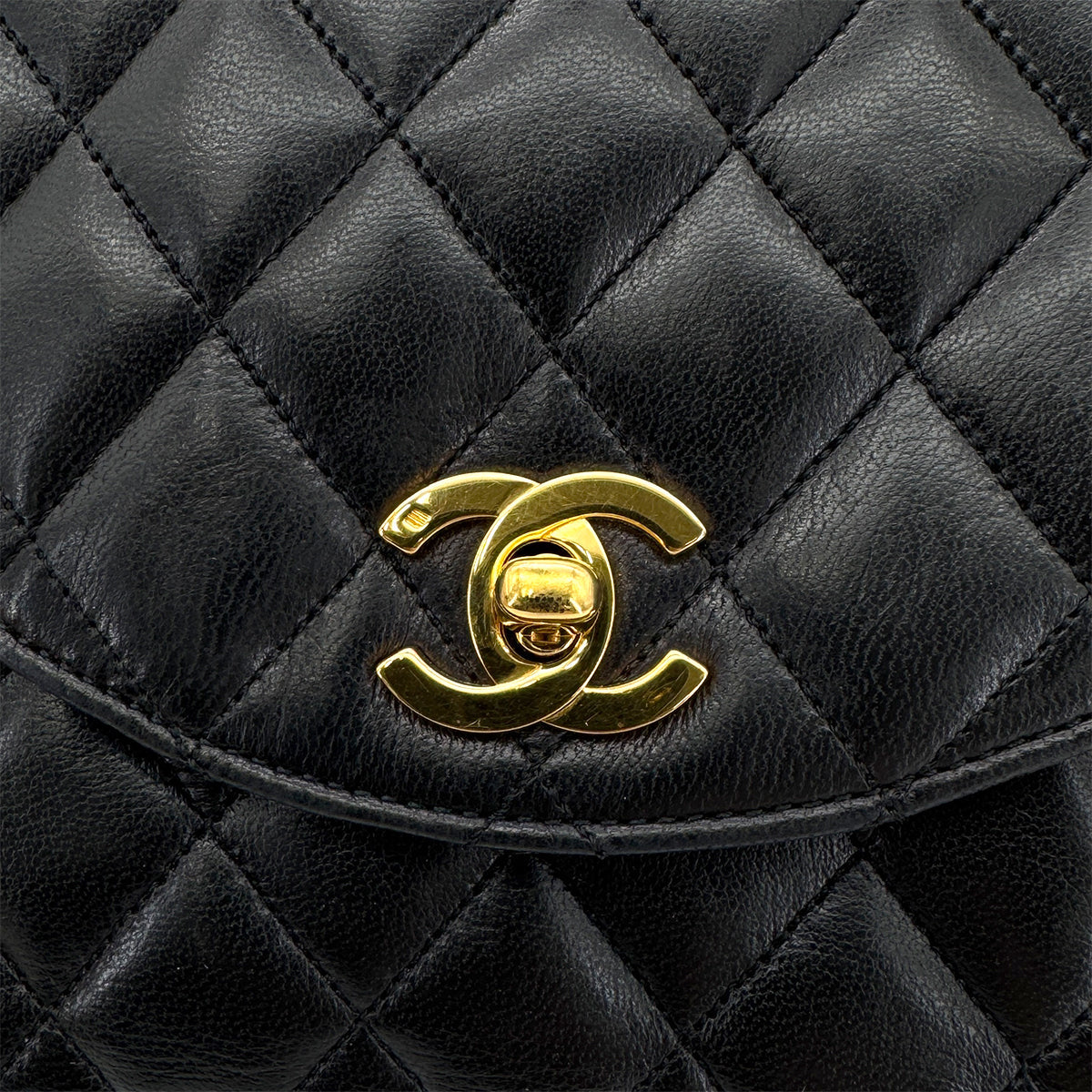 Vintage Half Moon Flap - Black Lambskin