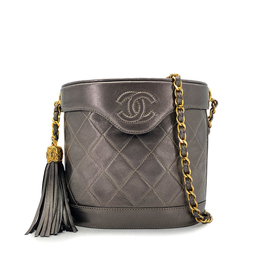 Vintage Bucket Shoulder Bag - Metallic Calfskin