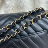 Black Medium Caviar Classic in Chevron