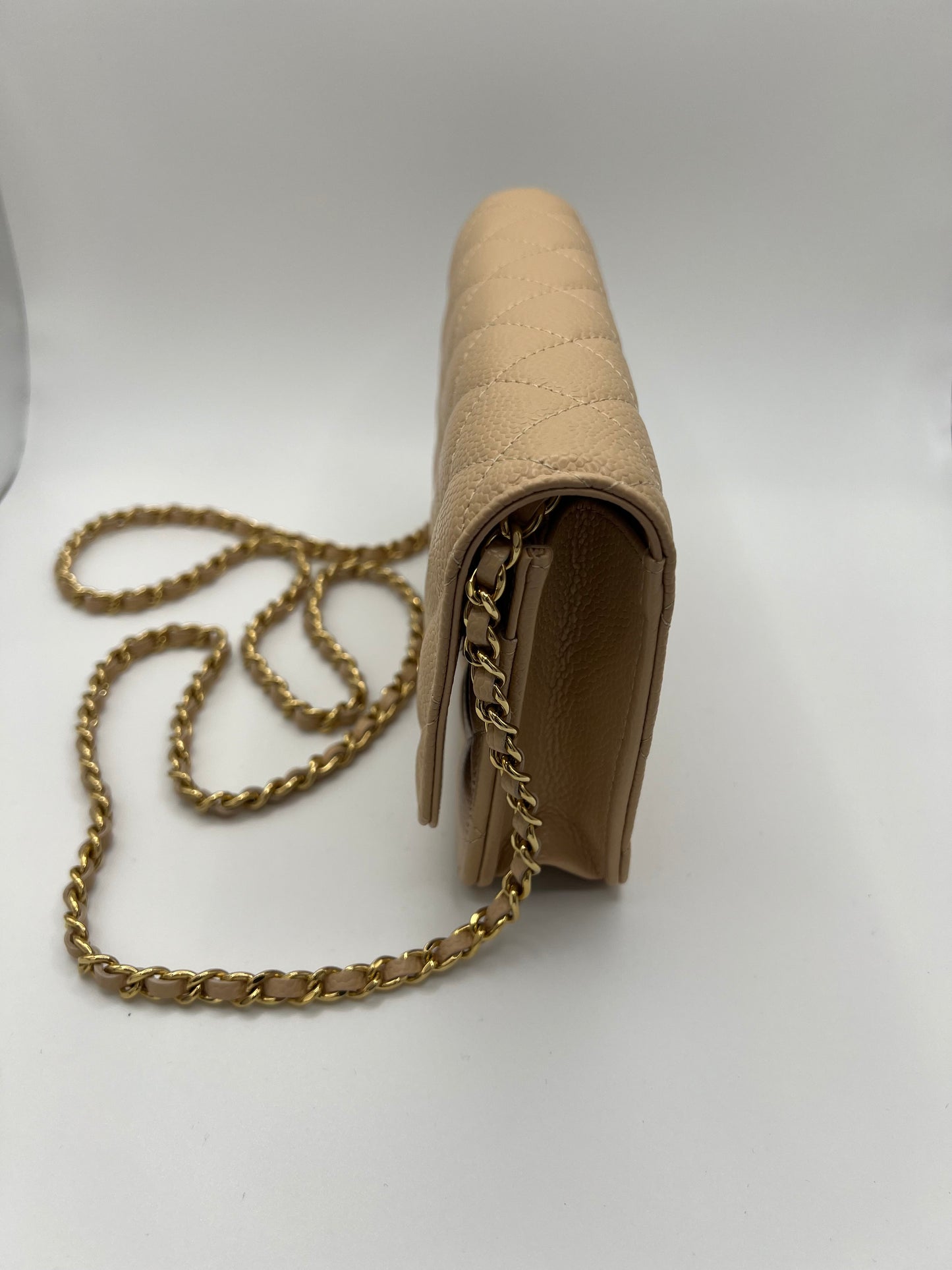 Beige Caviar Wallet on Chain