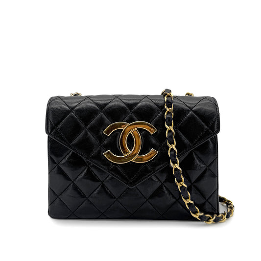 Vintage Square Deca Envelope Bag - Black Lambskin