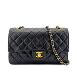 Black Vintage Medium Classic Double Flap