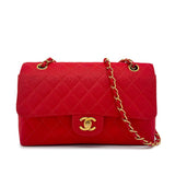 Vintage Medium Classic Flap - Red Satin