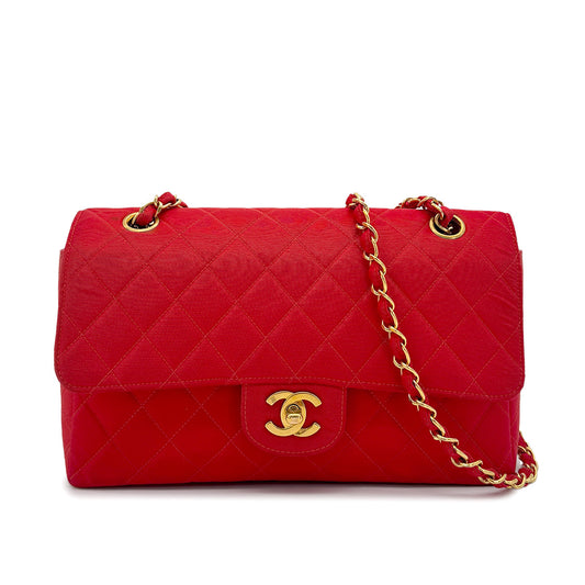 Vintage Medium Classic Flap - Red Satin