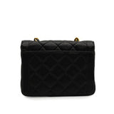 Vintage Mini Square Bordered Flap - black lambskin