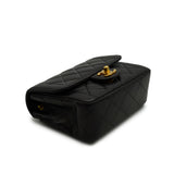 Vintage Mini Square Bordered Flap - black lambskin