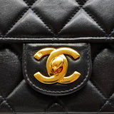 Vintage Mini Square Bordered Flap - black lambskin