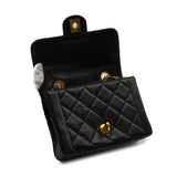 Vintage Mini Square Bordered Flap - black lambskin