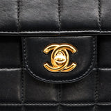 Vintage Chanel Chocolate Bar Eat West - black lambskin