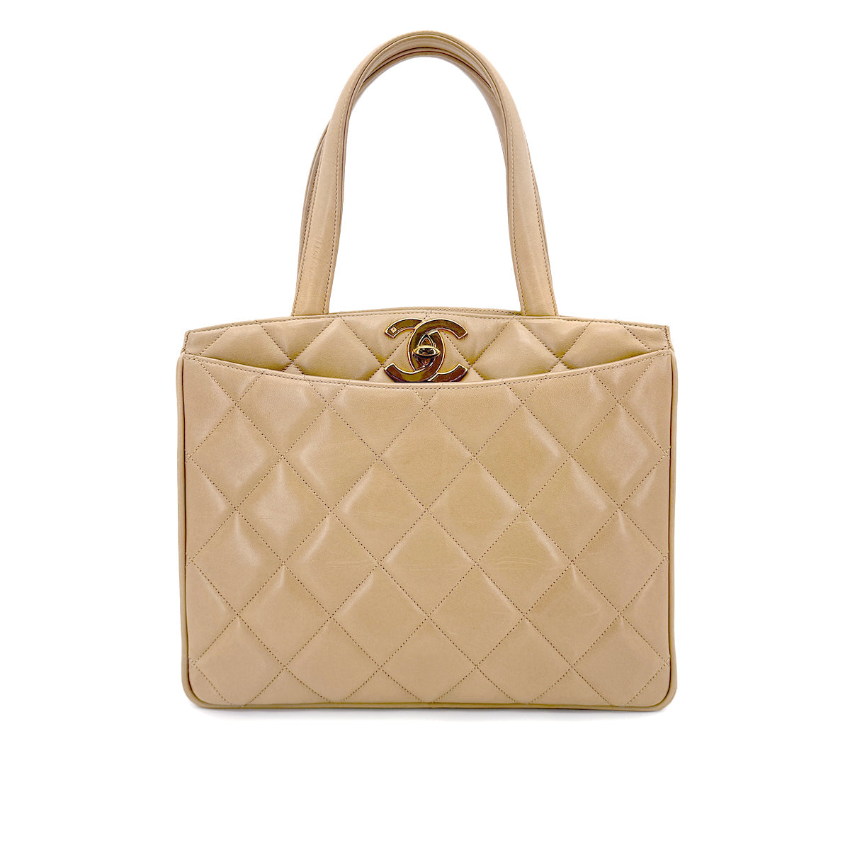 Vintage Turnlock Handbag - Beige Lambskin