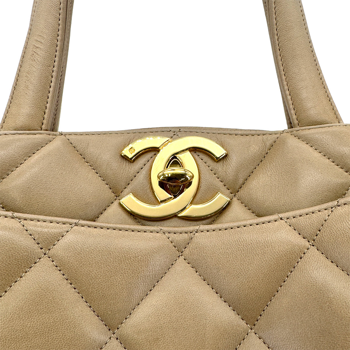 Vintage Turnlock Handbag - Beige Lambskin