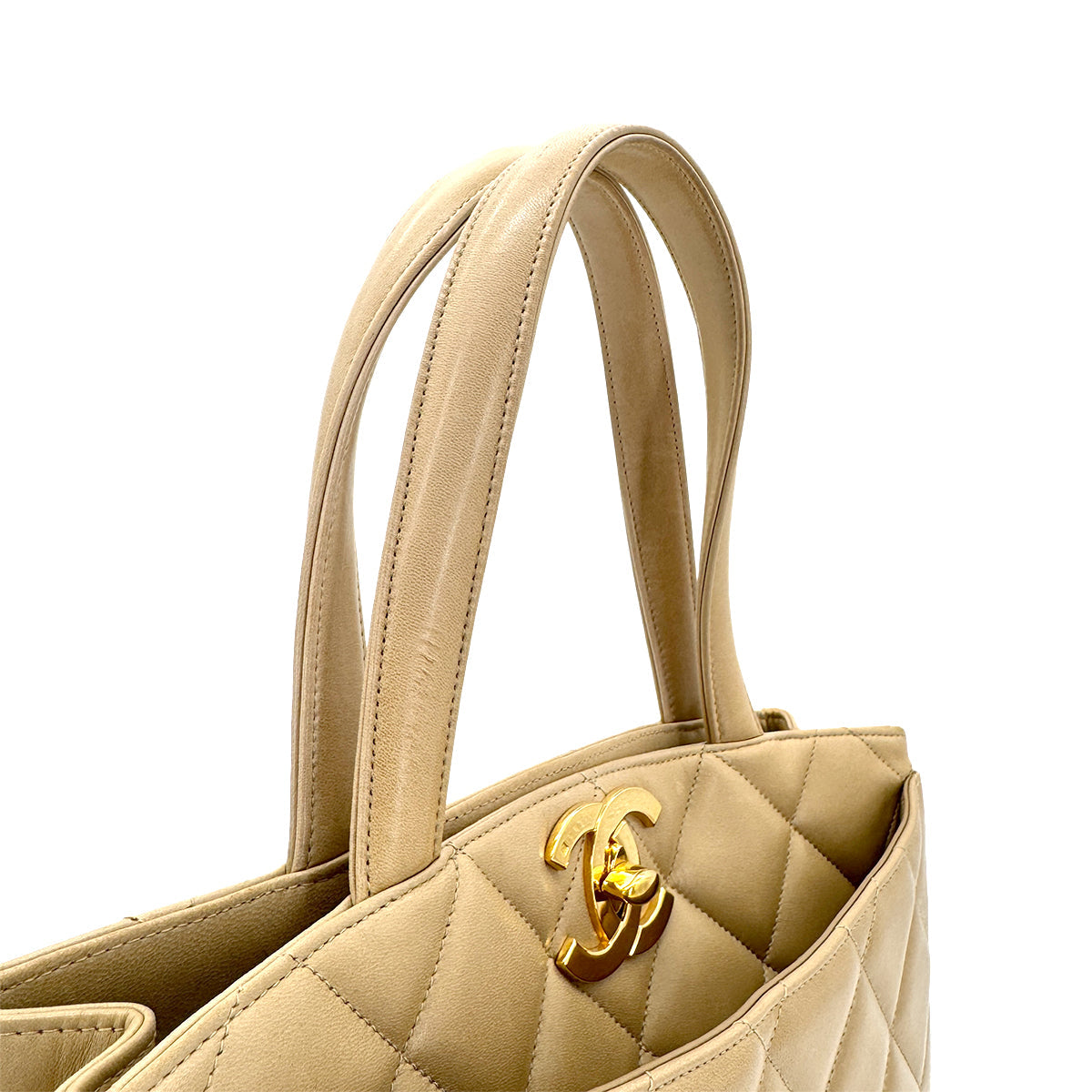Vintage Turnlock Handbag - Beige Lambskin