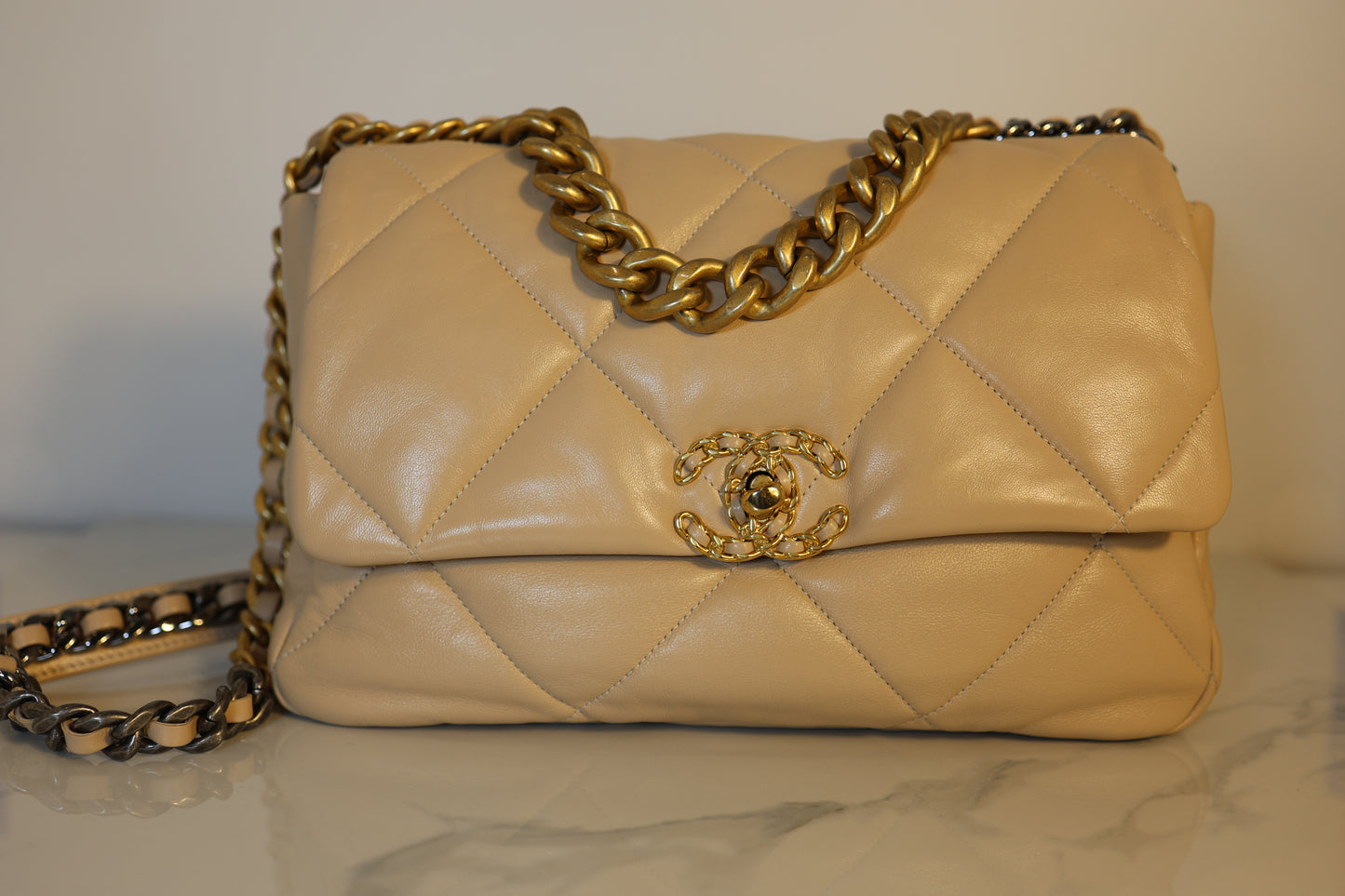 Large Beige Chanel 19