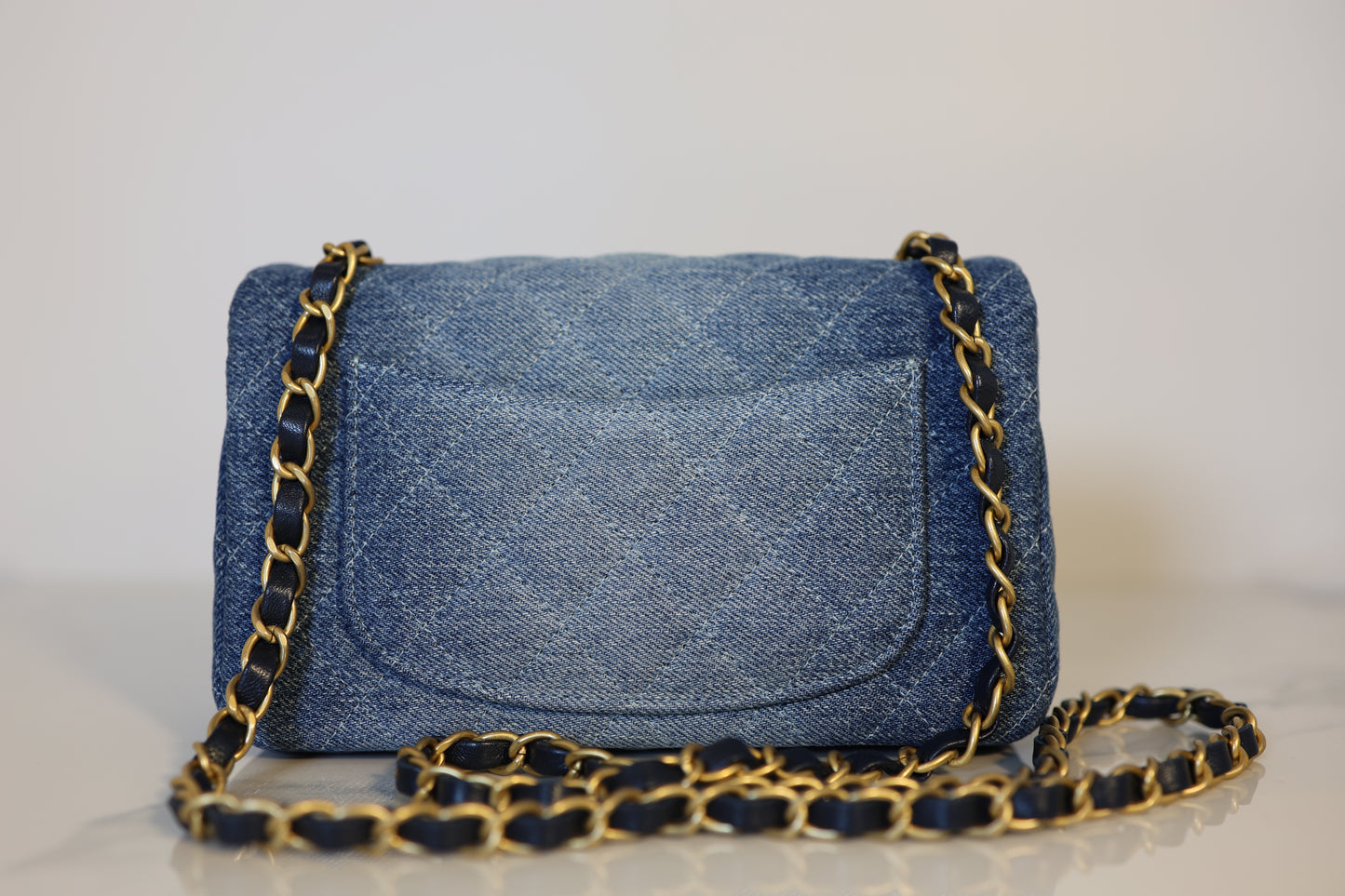 Denim Rectangle Mini Classic Flap