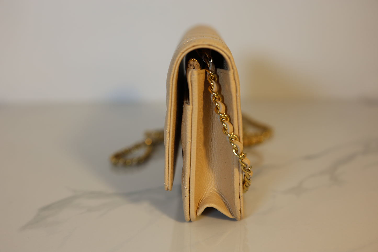 Beige Caviar Wallet on Chain