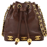 Vintage Triple Coco Bucket Bag - Brown Caviar